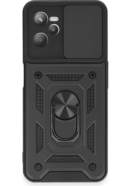 Realme C35 Kılıf Pars Lens Yüzüklü Silikon - Siyah