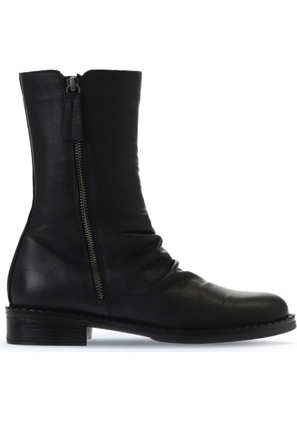 Siyah Deri Kadın Düz Bot 01WV6009 01WV6009