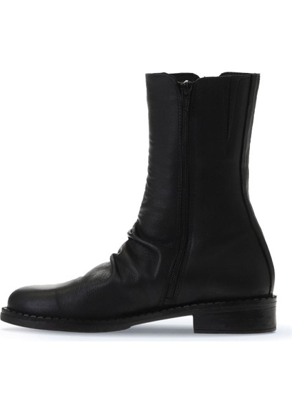 Siyah Deri Kadın Düz Bot 01WV6009 01WV6009 modelleri