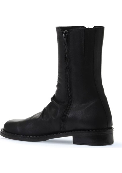 Siyah Deri Kadın Düz Bot 01WV6009 01WV6009 fırsatları