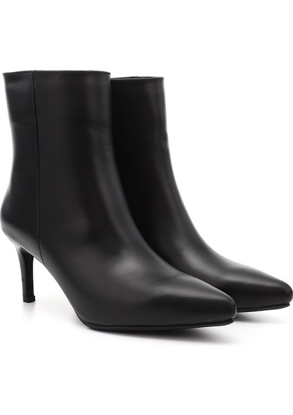Kadın Siyah Platinum Fermuarlı Ince Topuklu Hakiki Deri Bot fiyatları