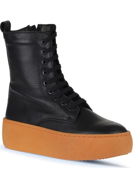 Siyah Siyah Deri Kadın Dolgu Topuklu Bot 01WV5500 01WV5500 fiyatları