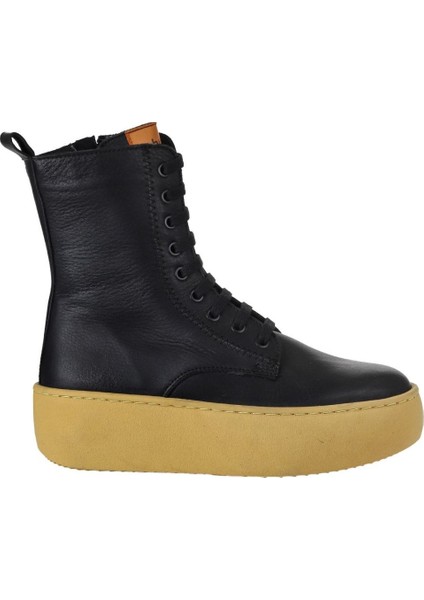 Siyah Turuncu Deri Kadın Dolgu Topuklu Bot 01WV5500 01WV5500