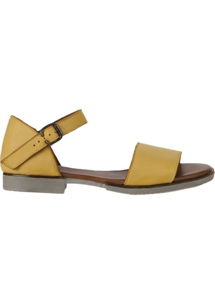 Sarı Deri Kadın Düz Sandalet 01WY2502 01WY2502