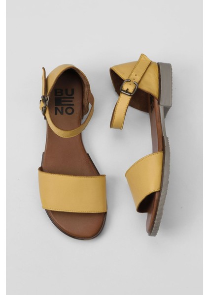 Sarı Deri Kadın Düz Sandalet 01WY2502 01WY2502 fiyatları