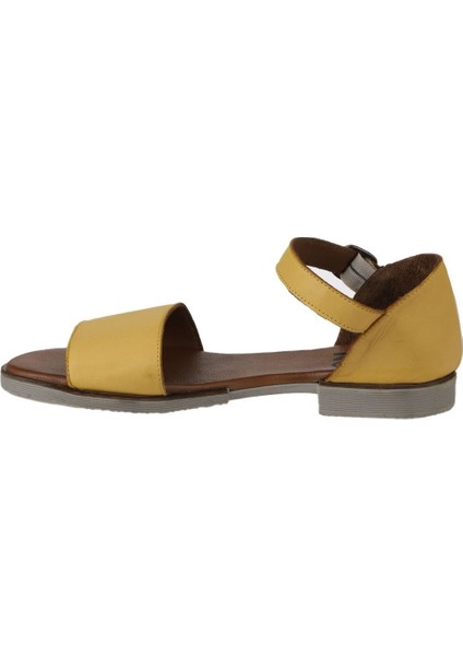 Sarı Deri Kadın Düz Sandalet 01WY2502 01WY2502 fırsatları