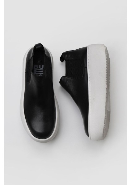 Siyah Beyaz Deri Kadın Dolgu Topuklu Bot 01WV5505 01WV5505