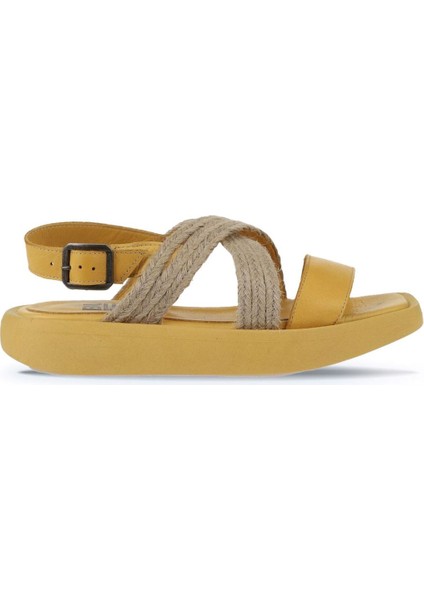 Sarı Hasır Deri Kadın Düz Sandalet 01WY1011 01WY1011 fiyatları