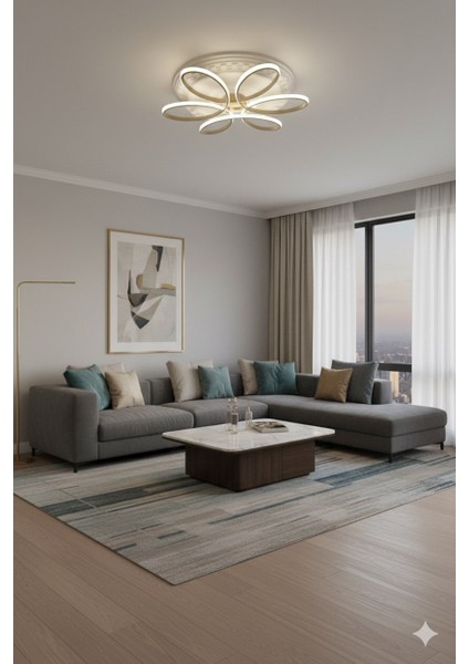 Papatya Gold Kasa 3 Renkli KUMANDASIZ,65CM,OTURMA Odası,yatak Odası,salon Için LED Avize fırsatları