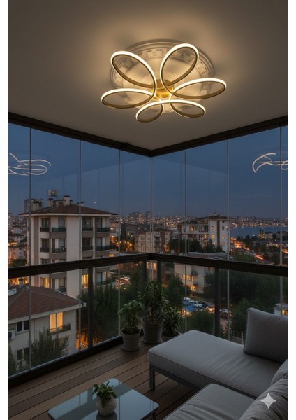 Papatya Gold Kasa 3 Renkli KUMANDASIZ,65CM,OTURMA Odası,yatak Odası,salon Için LED Avize indirimleri