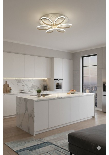 Papatya Gold Kasa 3 Renkli KUMANDASIZ,65CM,OTURMA Odası,yatak Odası,salon Için LED Avize