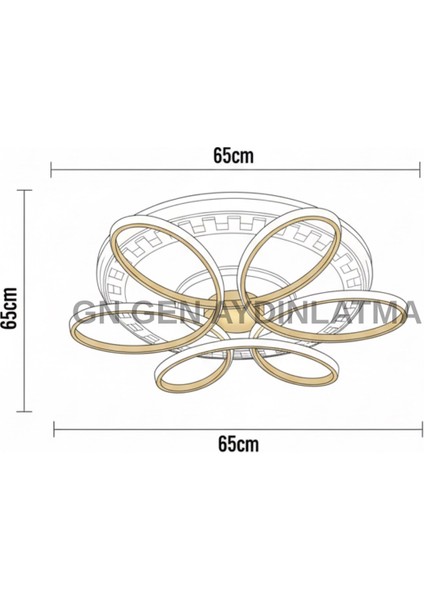 Papatya Gold Kasa 3 Renkli KUMANDASIZ,65CM,OTURMA Odası,yatak Odası,salon Için LED Avize