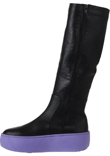 Siyah Mor Deri Kadın Dolgu Topuklu Çizme 01WV5508 01WV5508 modelleri