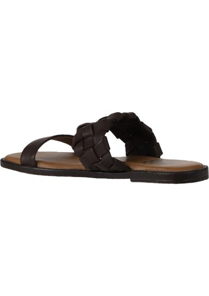 Kahverengi Deri Kadın Düz Terlik 01WY2006 01WY2006 indirimleri