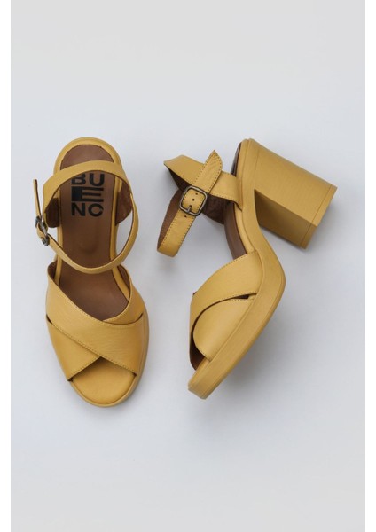 Sarı Deri Kadın Topuklu Sandalet 01WY12301 01WY12301