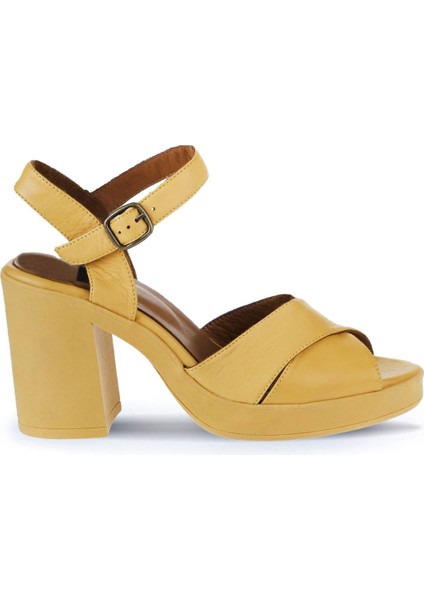 Sarı Deri Kadın Topuklu Sandalet 01WY12301 01WY12301 fiyatları