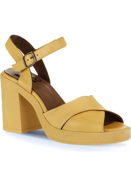Sarı Deri Kadın Topuklu Sandalet 01WY12301 01WY12301 modelleri