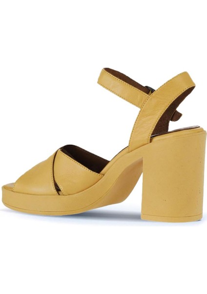 Sarı Deri Kadın Topuklu Sandalet 01WY12301 01WY12301 indirimleri