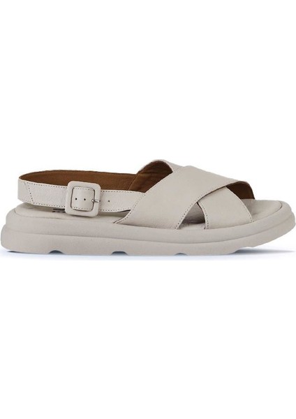 Krem Deri Kadın Düz Sandalet 01WY9403 01WY9403 fiyatları