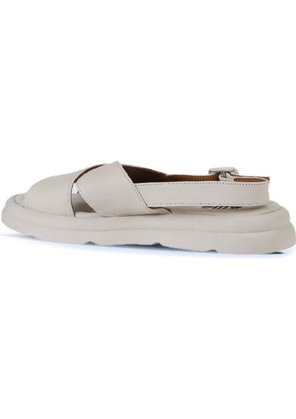 Krem Deri Kadın Düz Sandalet 01WY9403 01WY9403 indirimleri