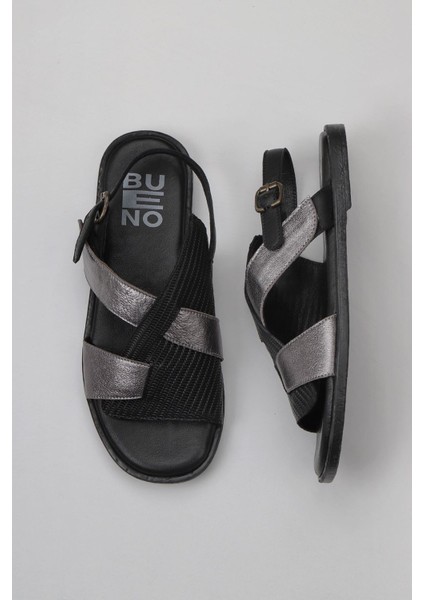 Siyah Multi Deri Kadın Düz Sandalet 01WY2012 01WY2012