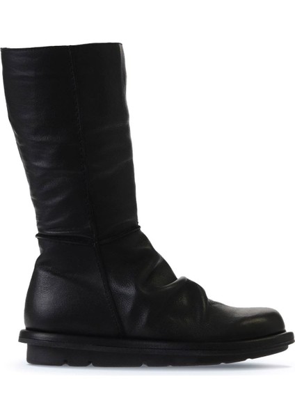 Siyah Deri Kadın Düz Bot 01WV7507 01WV7507