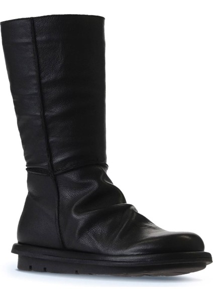 Siyah Deri Kadın Düz Bot 01WV7507 01WV7507 fiyatları