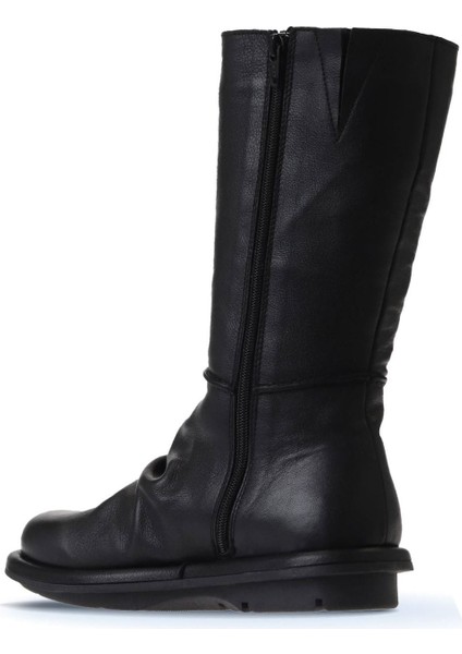 Siyah Deri Kadın Düz Bot 01WV7507 01WV7507 fırsatları