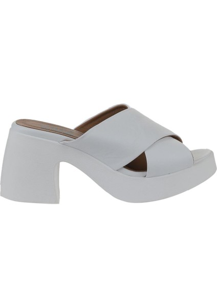 Beyaz Deri Kadın Topuklu Terlik 01WY12201 01WY12201 fiyatları