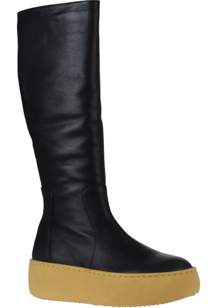 Siyah Sarı Deri Kadın Dolgu Topuklu Çizme 01WV5508 01WV5508 fiyatları