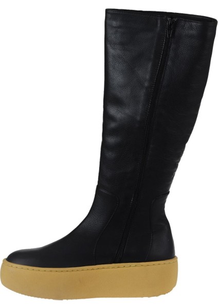 Siyah Sarı Deri Kadın Dolgu Topuklu Çizme 01WV5508 01WV5508 modelleri