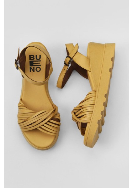 Sarı Deri Kadın Dolgu Topuklu Sandalet 01WY8609 01WY8609