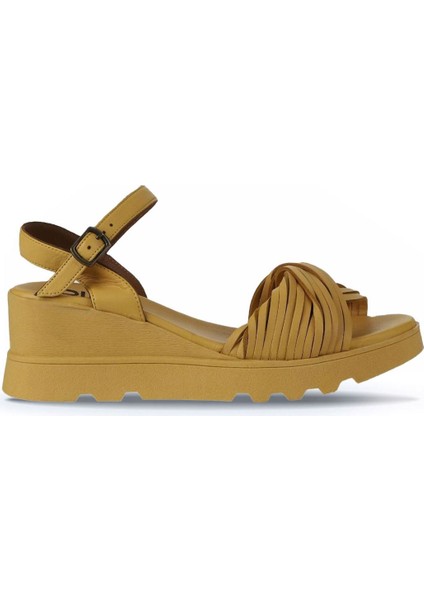 Sarı Deri Kadın Dolgu Topuklu Sandalet 01WY8609 01WY8609 fiyatları