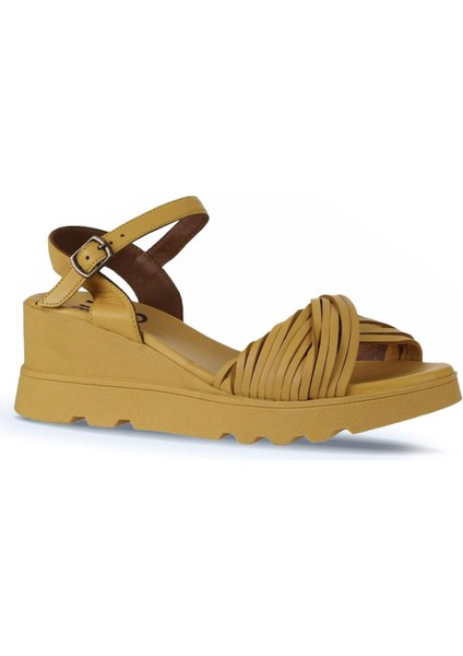 Sarı Deri Kadın Dolgu Topuklu Sandalet 01WY8609 01WY8609 modelleri