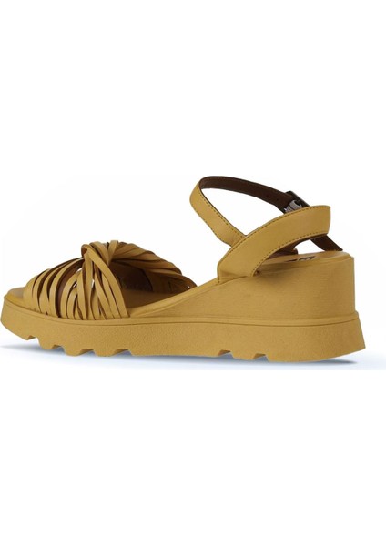 Sarı Deri Kadın Dolgu Topuklu Sandalet 01WY8609 01WY8609 indirimleri
