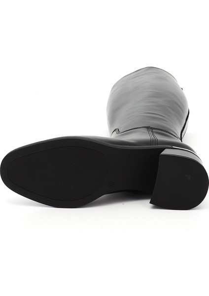 Kadın Siyah Platinum Fermuarlı Kalın Topuklu Hakiki Deri Çizme fırsatları
