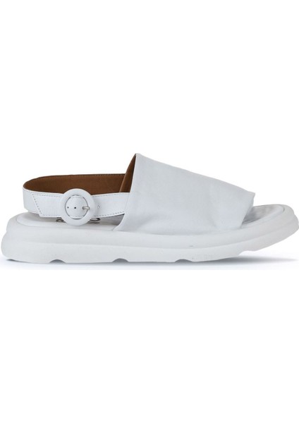 Beyaz Deri Kadın Düz Sandalet 01WY9410 01WY9410