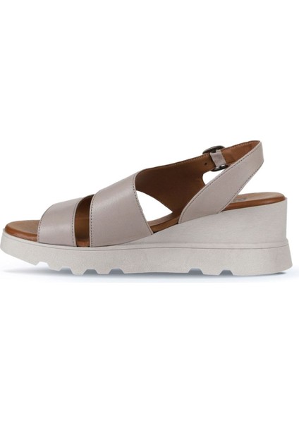 Gri Deri Kadın Dolgu Topuklu Sandalet 01WY8602 01WY8602 fırsatları