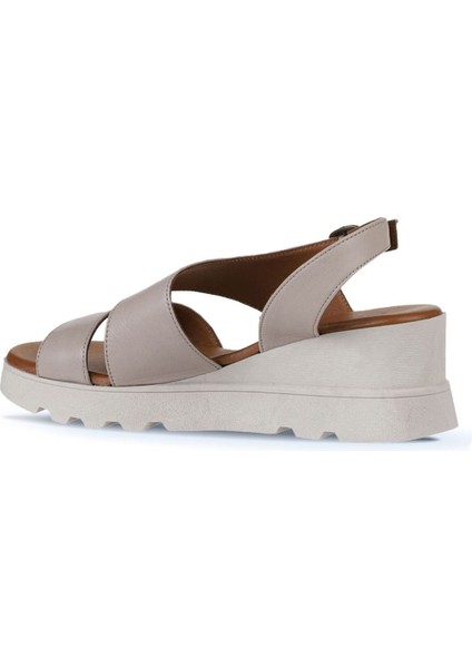 Gri Deri Kadın Dolgu Topuklu Sandalet 01WY8602 01WY8602 indirimleri