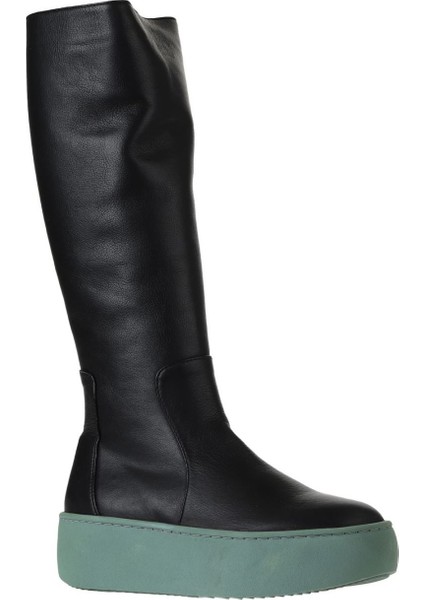 Siyah Yeşil Deri Kadın Dolgu Topuklu Çizme 01WV5508 01WV5508 fiyatları
