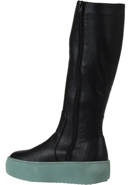 Siyah Yeşil Deri Kadın Dolgu Topuklu Çizme 01WV5508 01WV5508 fırsatları