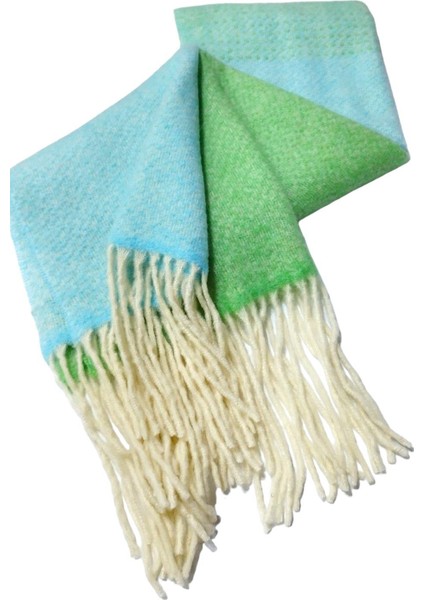 Kadın Çift Renkli Yün Yumoş Atkı Mavi Yeşil fiyatları