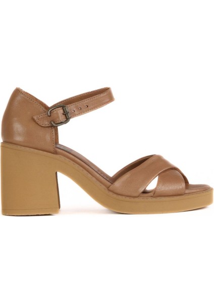 Kahverengi Deri Kadın Topuklu Sandalet 01WY12501 01WY12501
