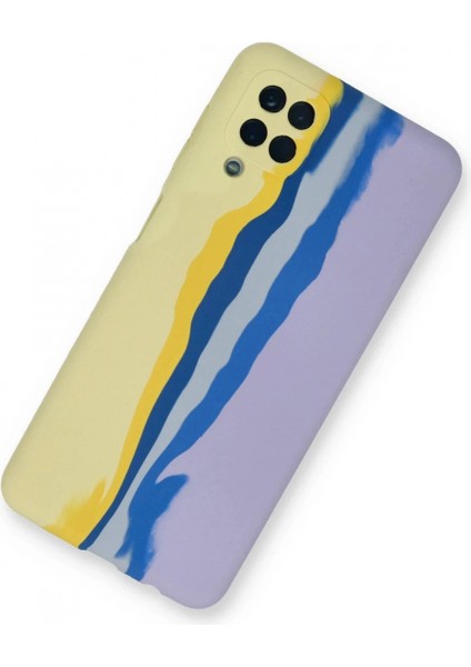 Samsung Galaxy A22 Kılıf Ebruli Lansman Silikon - Sarı-Lila fiyatları