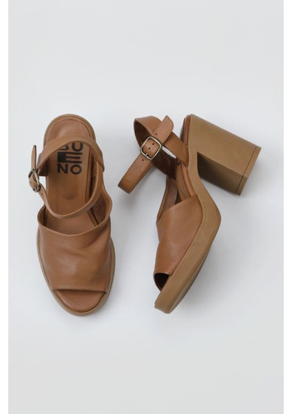 Kahverengi Deri Kadın Topuklu Sandalet 01WY12303 01WY12303