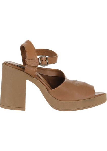 Kahverengi Deri Kadın Topuklu Sandalet 01WY12303 01WY12303 fiyatları
