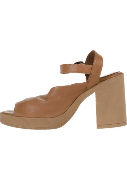 Kahverengi Deri Kadın Topuklu Sandalet 01WY12303 01WY12303 fırsatları