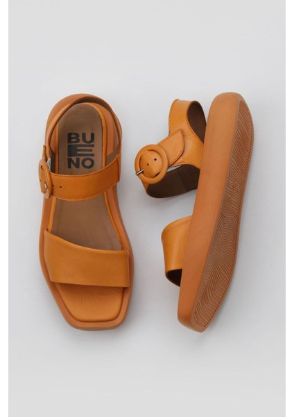 Turuncu Deri Kadın Düz Sandalet 01WY1002 01WY1002