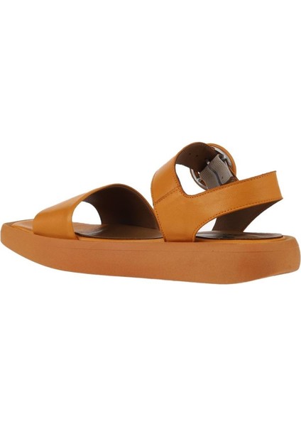 Turuncu Deri Kadın Düz Sandalet 01WY1002 01WY1002 indirimleri