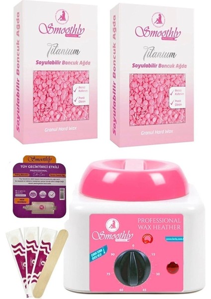 Iki Adet 250G Soyulabilen Boncuk Ağda, Isıtıcı Makine, Yatıştırıcı Losyon ve Spatula